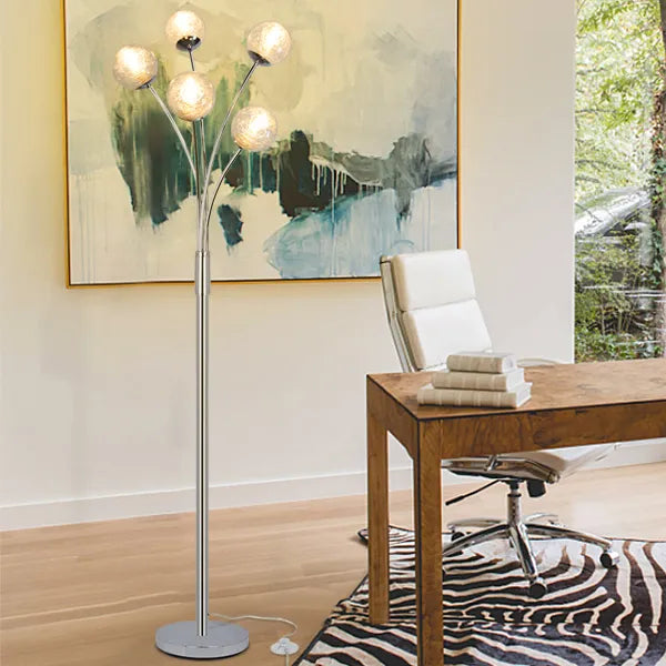 5 Light Modern Globe LED Floor Lamp