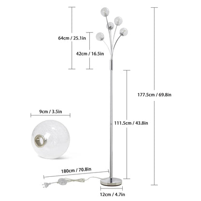 5 Light Modern Globe LED Floor Lamp