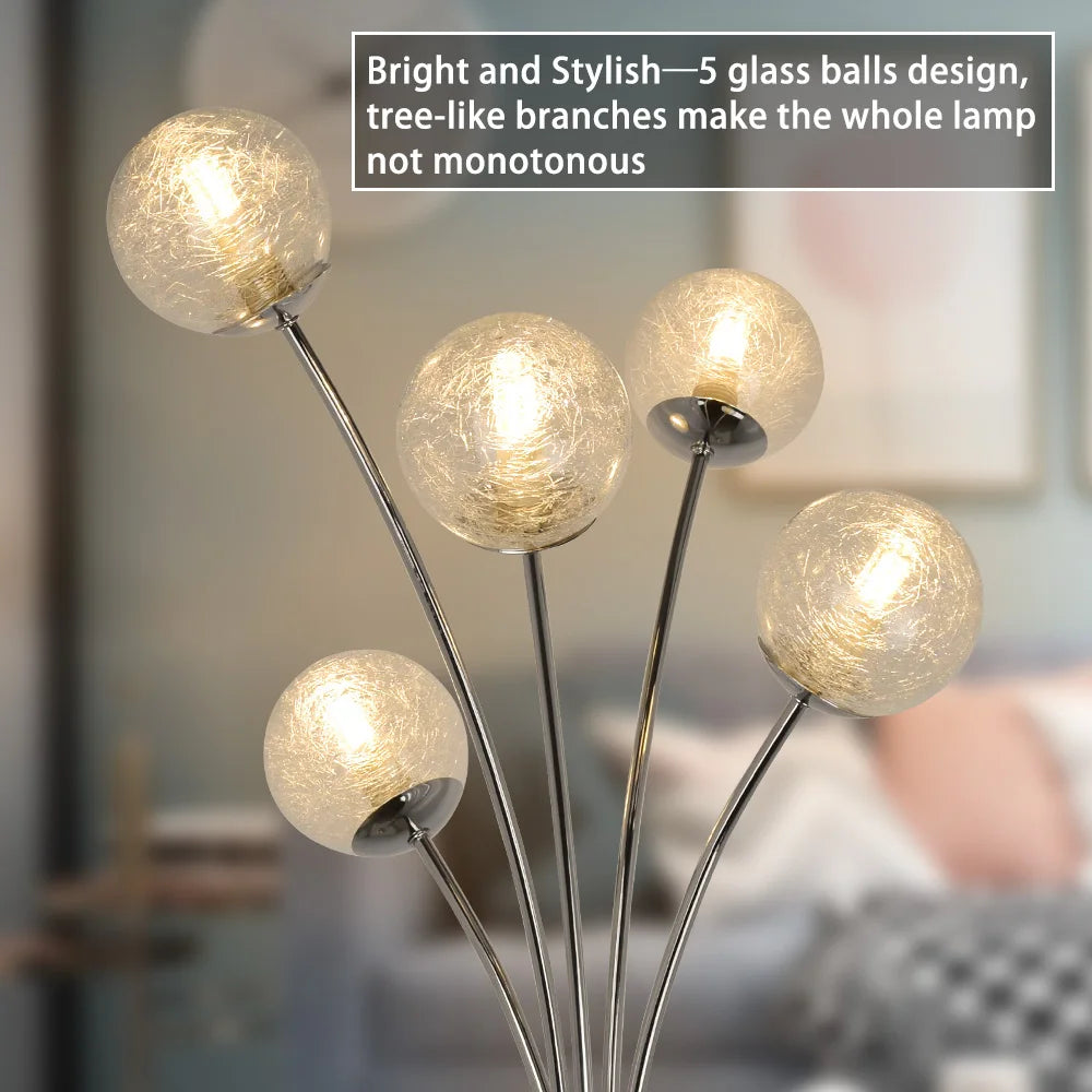 5 Light Modern Globe LED Floor Lamp