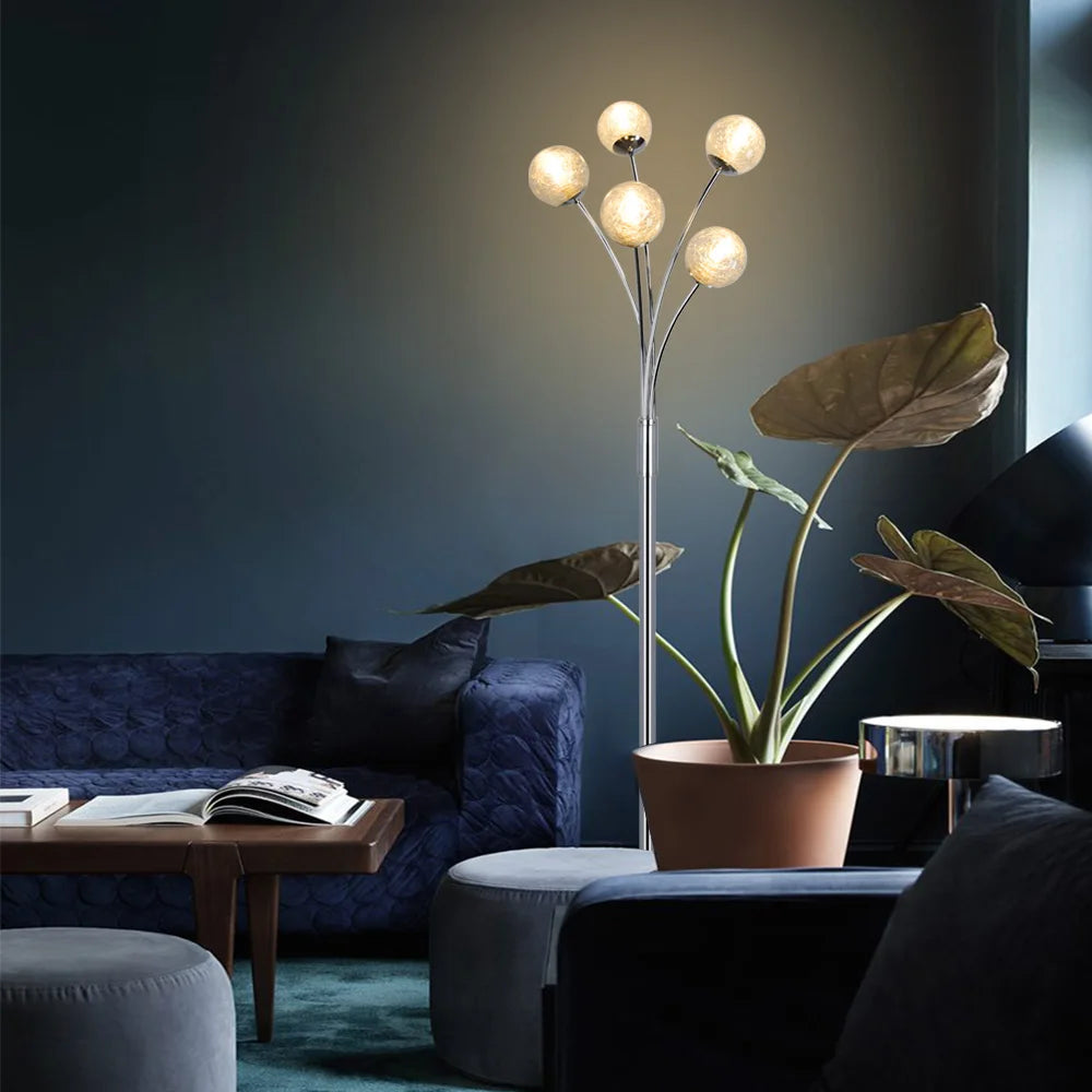 5 Light Modern Globe LED Floor Lamp