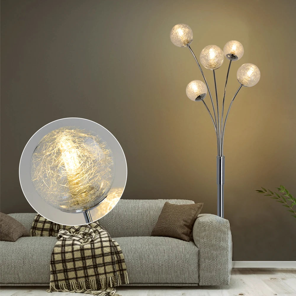 5 Light Modern Globe LED Floor Lamp