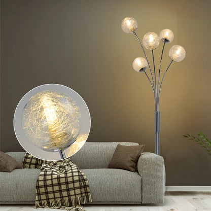 5 Light Modern Globe LED Floor Lamp