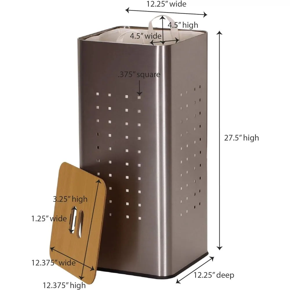 Removable Liner Bag Square Metal Laundry Hamper