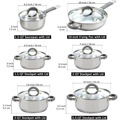 12-Piece Basic Stainless Steel Pots and Pansr