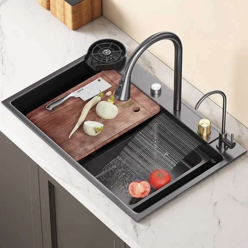 Stainless Steel Waterfall Kitchen Sink