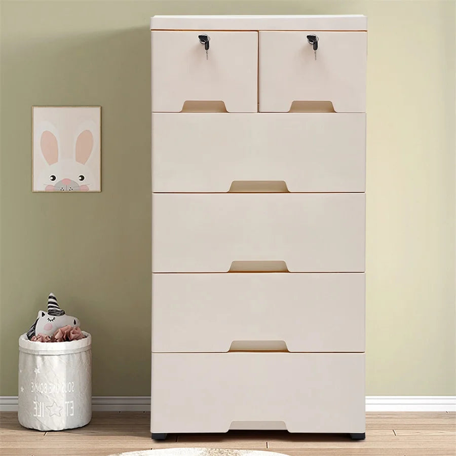 Storage Cabinet with 6 Drawers Closet Drawers Tall Dresser Organizer for Clothes Playroom Bedroom Furniture Saving Space