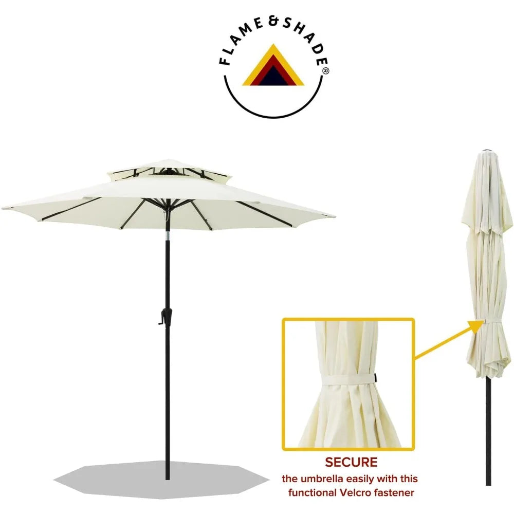 Double Top Outdoor Market Patio Table Umbrella