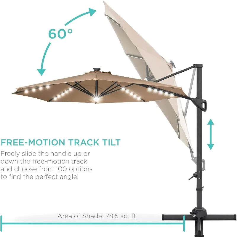 Solar LED Cantilever Patio Umbrella