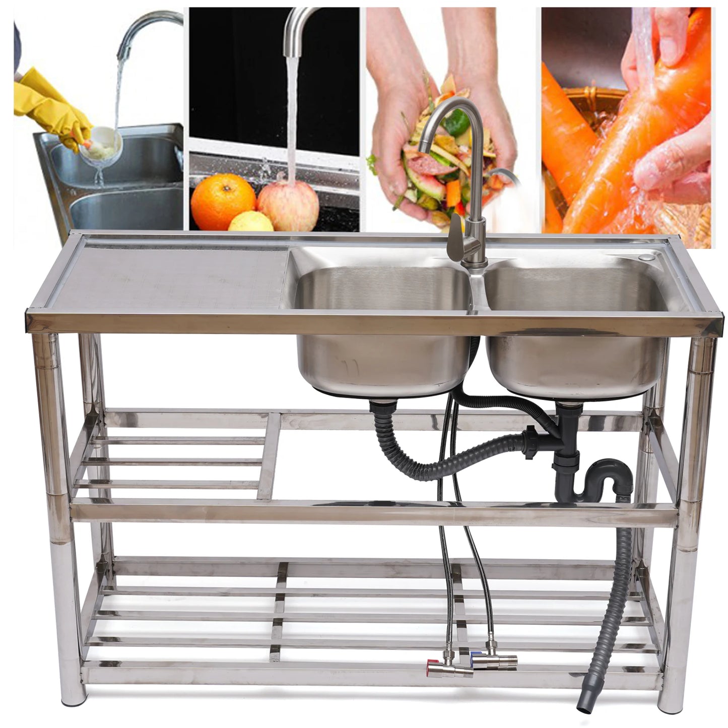 Stainless Steel Commercial Kitchen Sink Prep Table