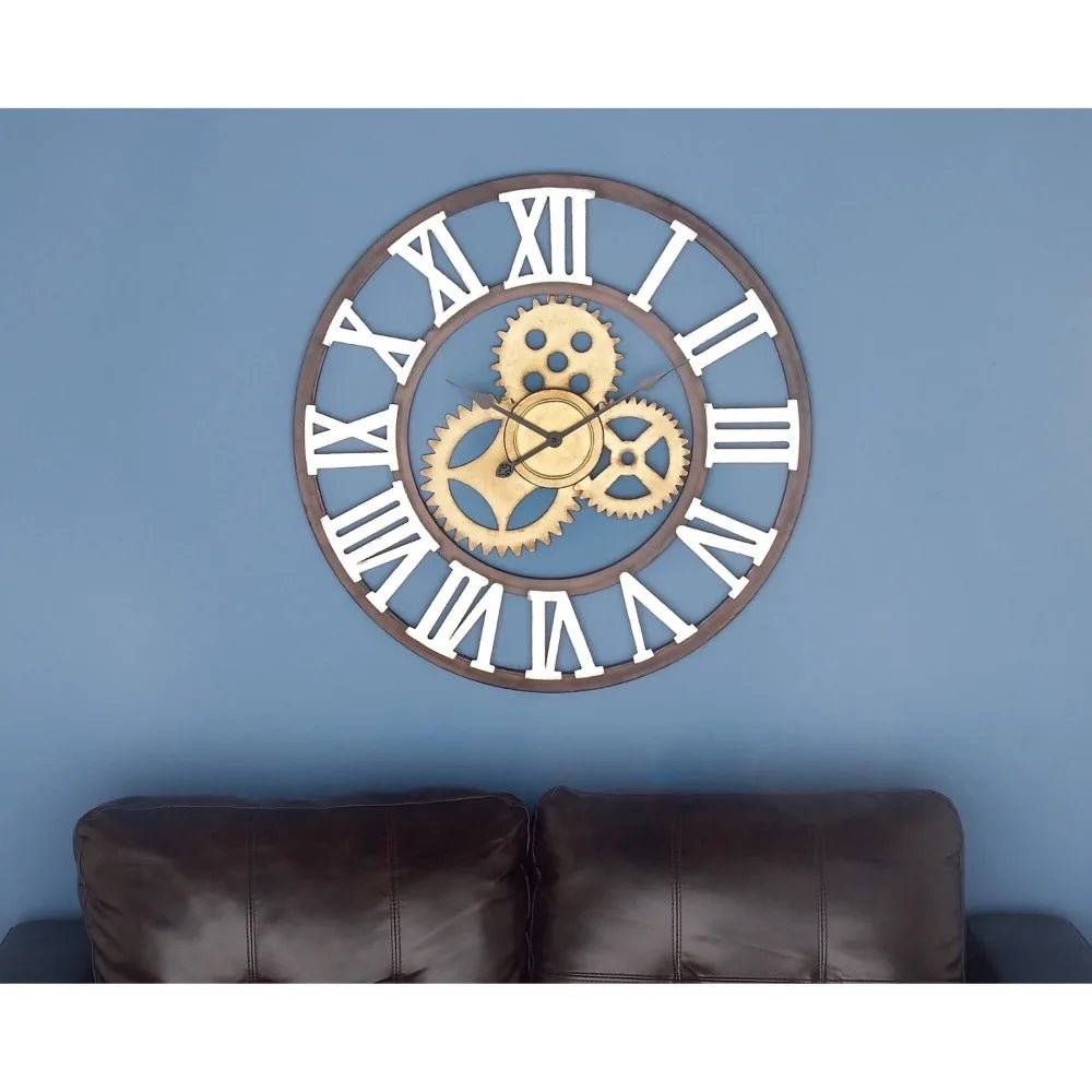 30" Brown Metal Gear Wall Clock