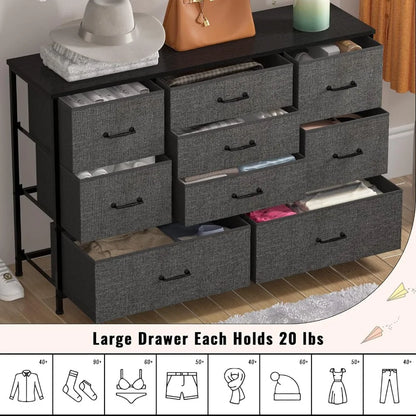 Wide Dresser With 9 Large Drawers