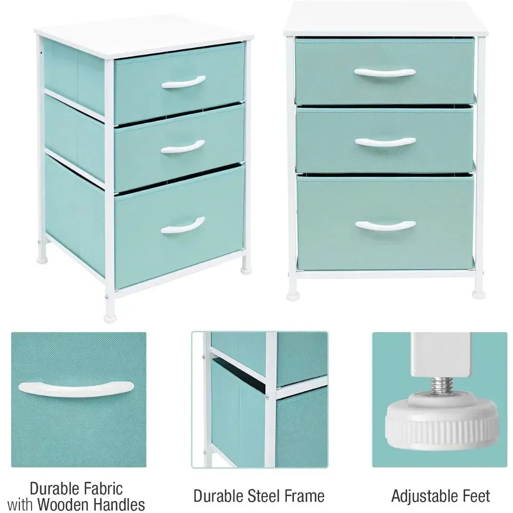 Nightstand Storage Organizer With 3 Drawers