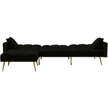 Sofa Living Room Sofas for Home Sectional Sleeper 900 LB Heavy Duty 107 Inch 3 Seater L Shaped Sofa Chaise Black Furniture Bed