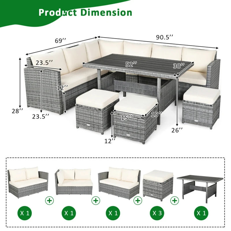 Outdoor Wicker Sectional Sofa Set