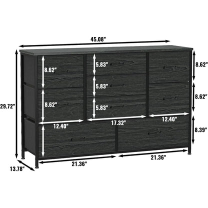 Wide Dresser With 9 Large Drawers