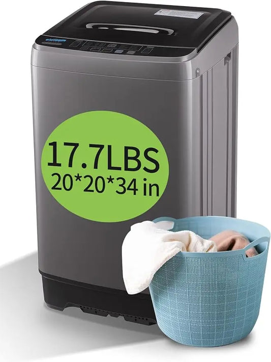 KRIB BLING Full Automatic Washing Machine with LED Display, 17.7 lbs Portable Washer Drain Pump, 10 Programs & 8 Water Levels Se