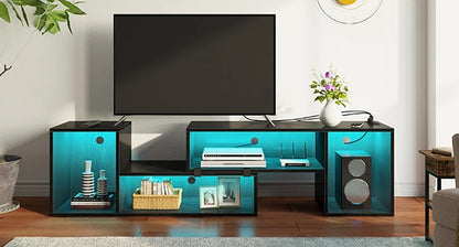 TV Stand With LED Strip & Power Outlets