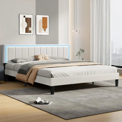 King Size Bed Frame Upholstered Leather Bed