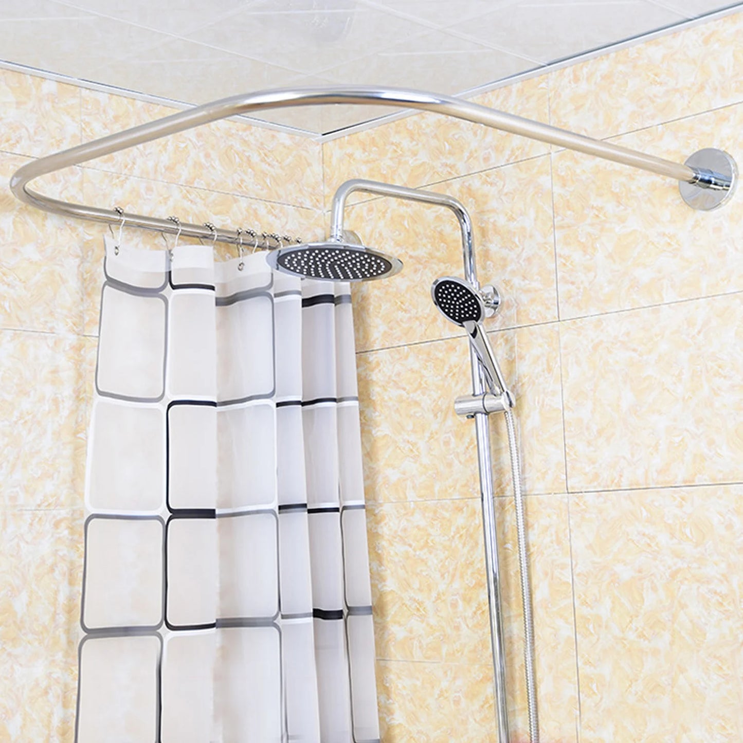 Shower Curtain Bar U Shape Adjustable Curved