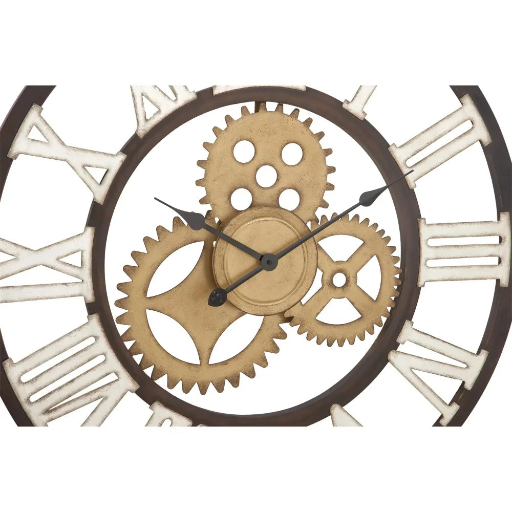 30" Brown Metal Gear Wall Clock