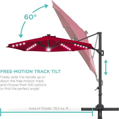 Solar LED Cantilever Patio Umbrella