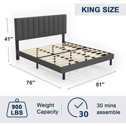 King Size Bed Frame Upholstered Platform