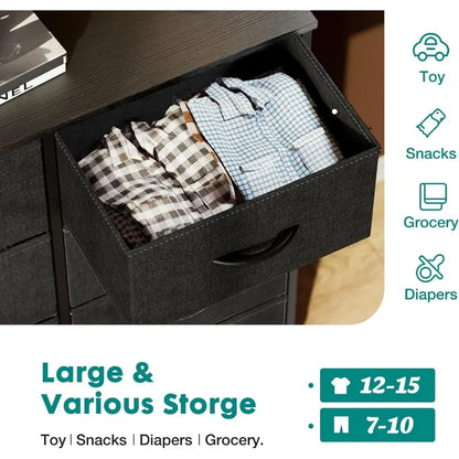 Organizer Storage With Drawers And Fabric Bins