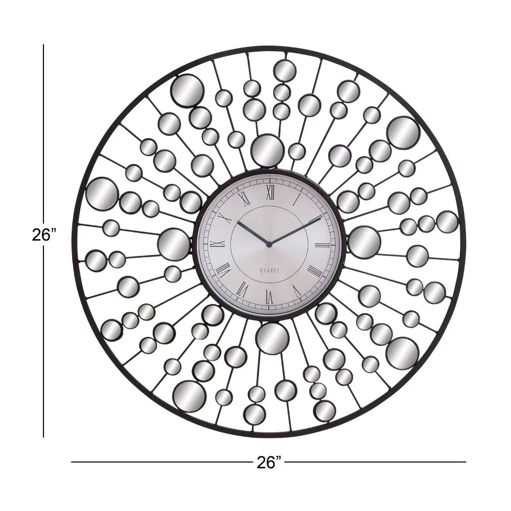 26" Black Metal Starburst Radial Wall Clock