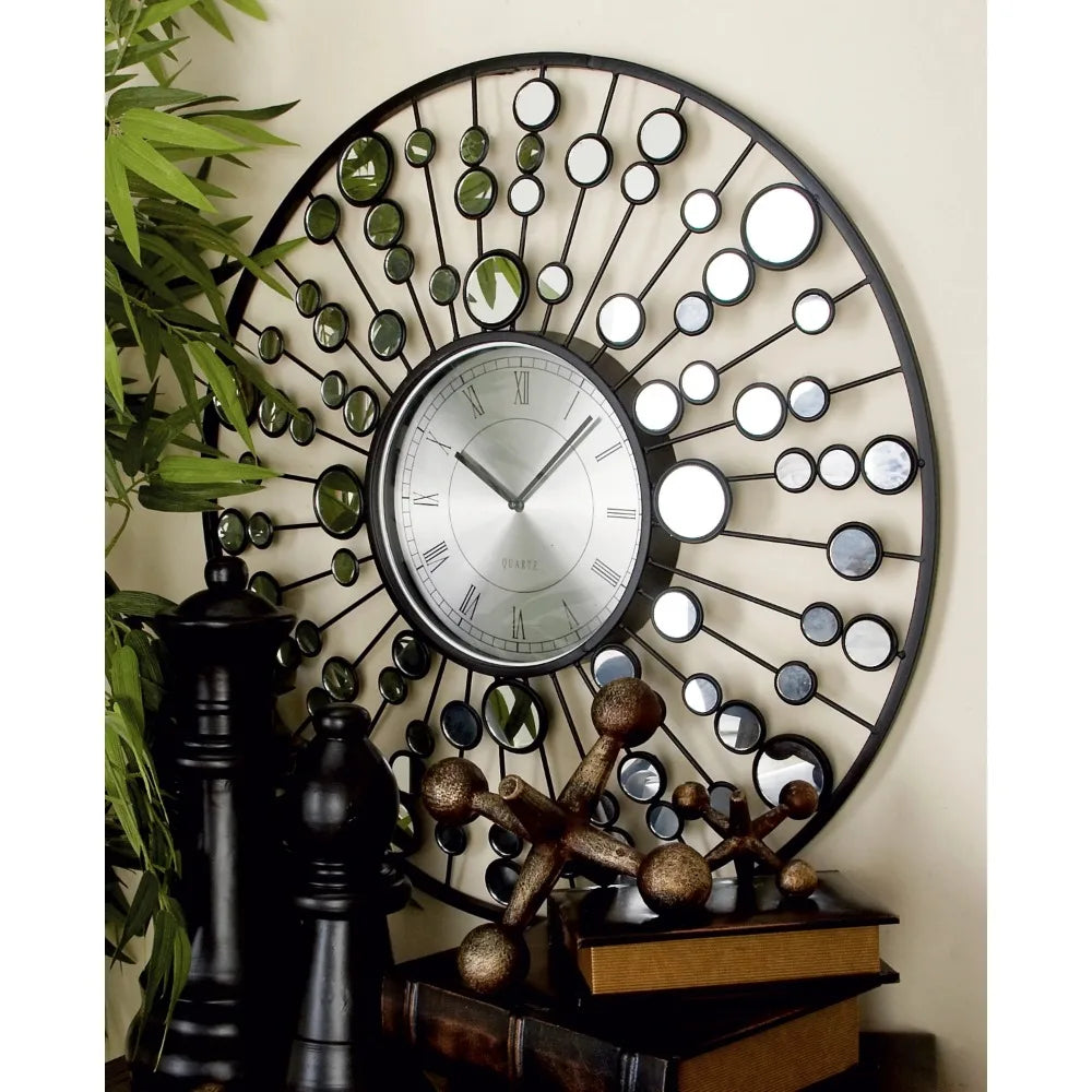 26" Black Metal Starburst Radial Wall Clock