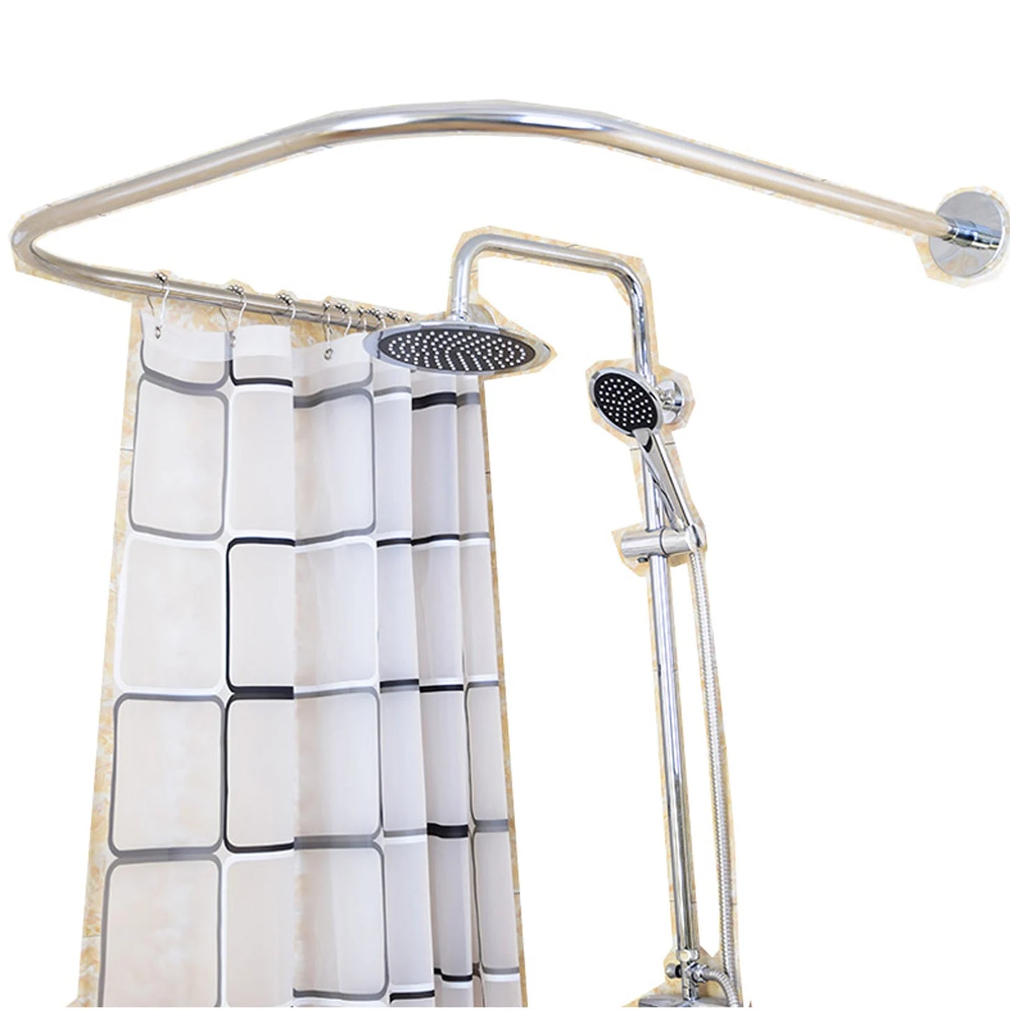 Shower Curtain Bar U Shape Adjustable Curved