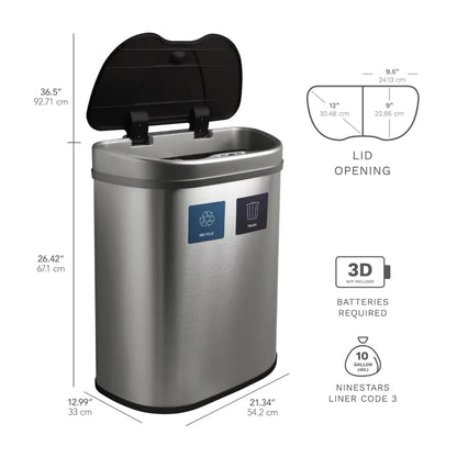 Motion Sensor Stainless Steel Kitchen Trash Can