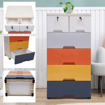 Storage Cabinet with 6 Drawers Closet Drawers Tall Dresser Organizer for Clothes Playroom Bedroom Furniture Saving Space