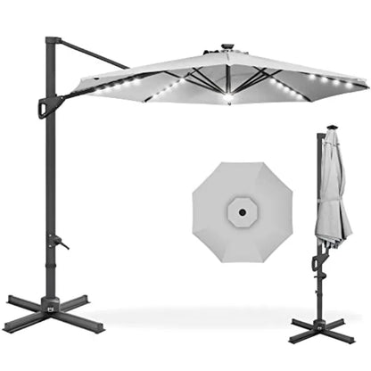 Solar LED Cantilever Patio Umbrella