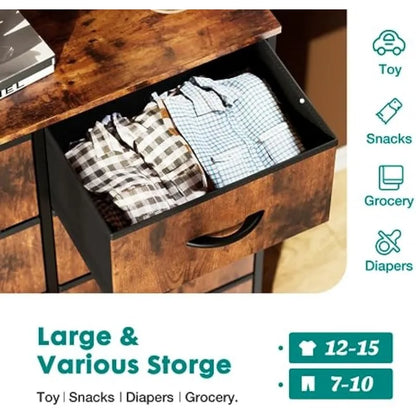 Organizer Storage With Drawers And Fabric Bins