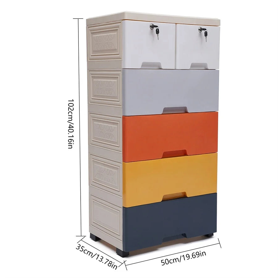 Storage Cabinet with 6 Drawers Closet Drawers Tall Dresser Organizer for Clothes Playroom Bedroom Furniture Saving Space