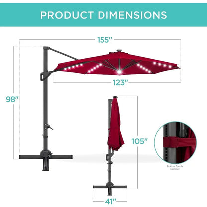 Solar LED Cantilever Patio Umbrella