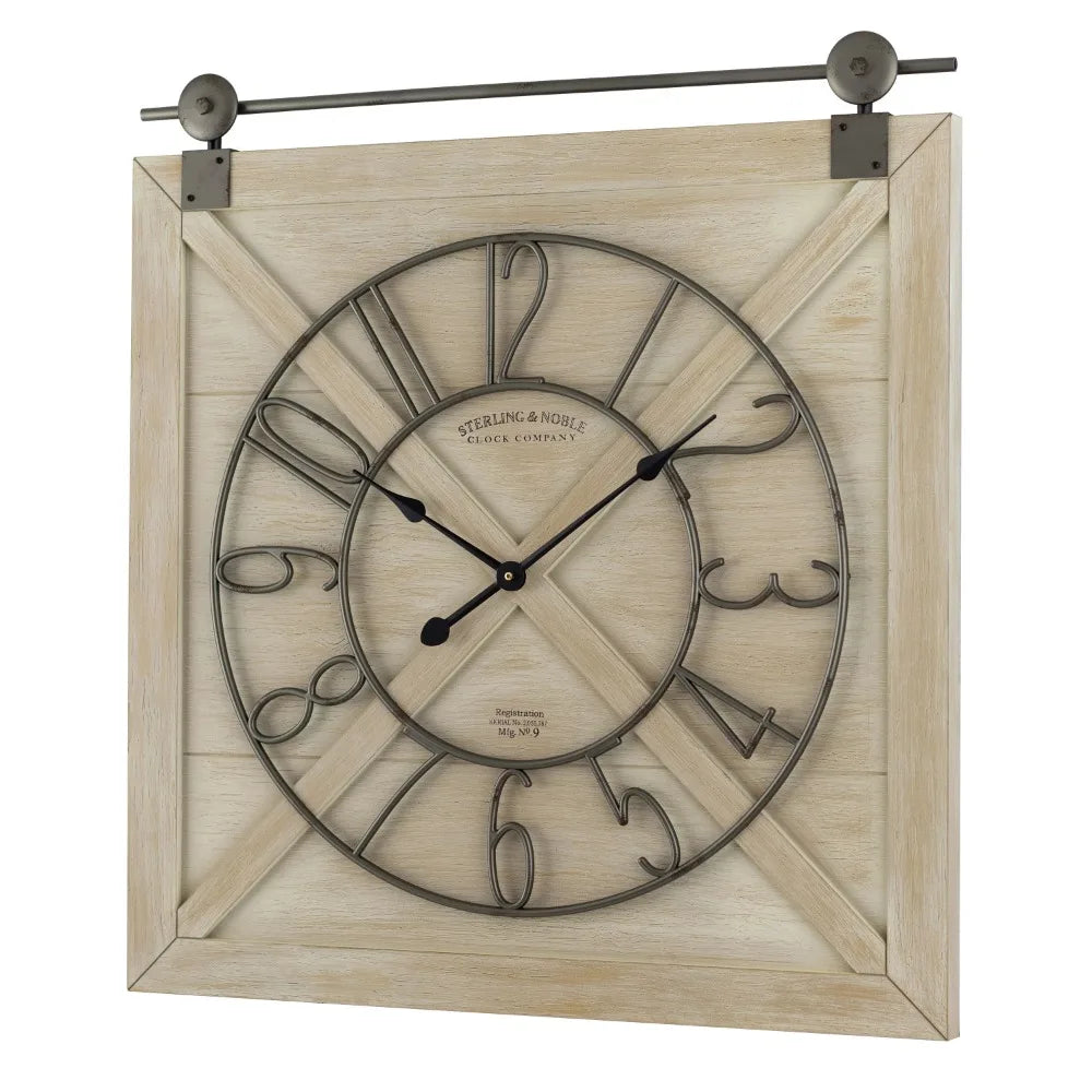 Indoor Rustic White Farmhouse Analog Wall Clock