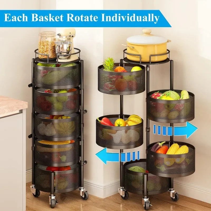 Rotating Storage Rack, Fruit And Vegetable Basket