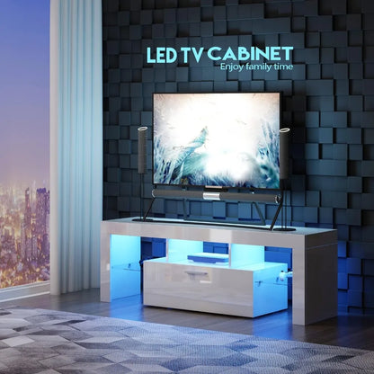 Living Room LED White TV Stand