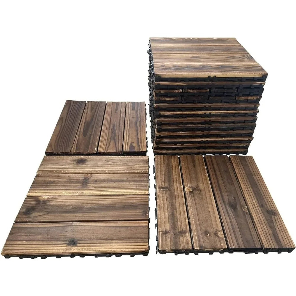 36 Pack Hardwood Interlocking Patio Deck Tiles