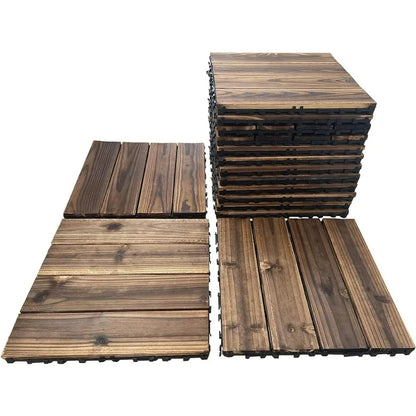 36 Pack Hardwood Interlocking Patio Deck Tiles