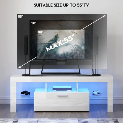 Living Room LED White TV Stand