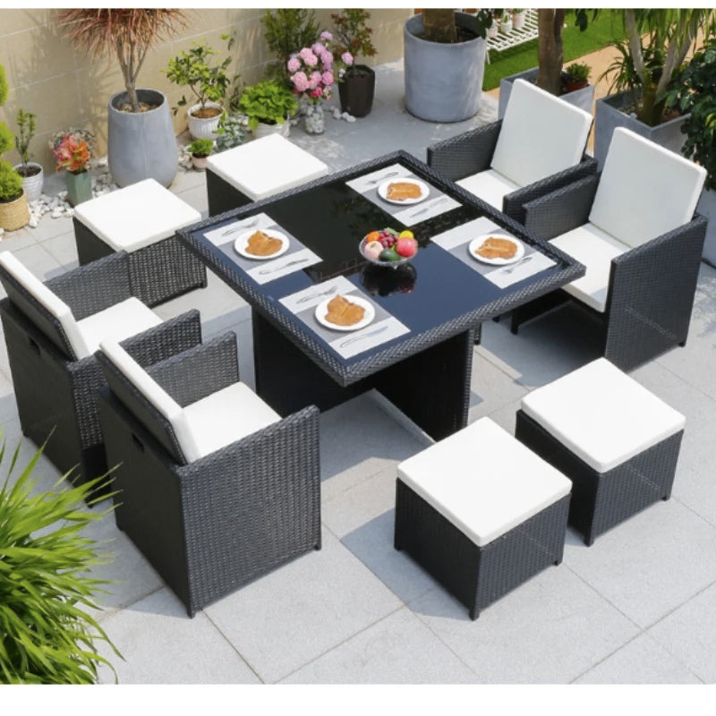 Space Saving Rattan Chairs With Glass Table