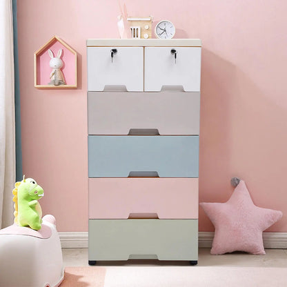 Storage Cabinet with 6 Drawers Closet Drawers Tall Dresser Organizer for Clothes Playroom Bedroom Furniture Saving Space