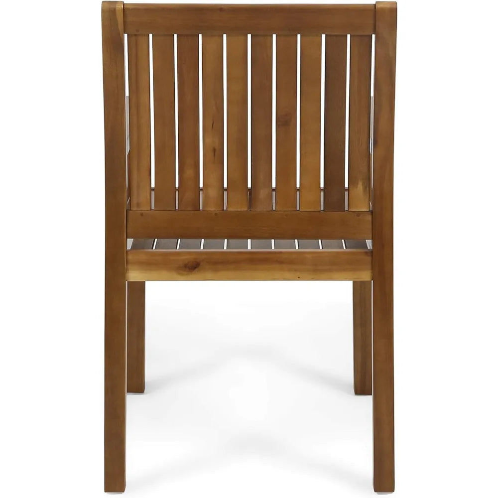 2-Piece Outdoor Acacia Wood Dining Chairs