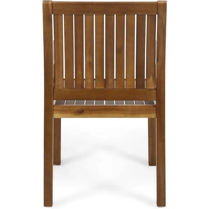 2-Piece Outdoor Acacia Wood Dining Chairs