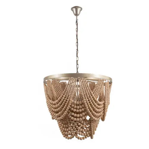 26 Inch Bohemia Style Wood Beaded Chandelier