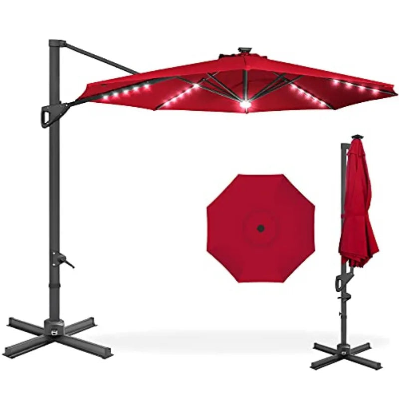 Solar LED Cantilever Patio Umbrella