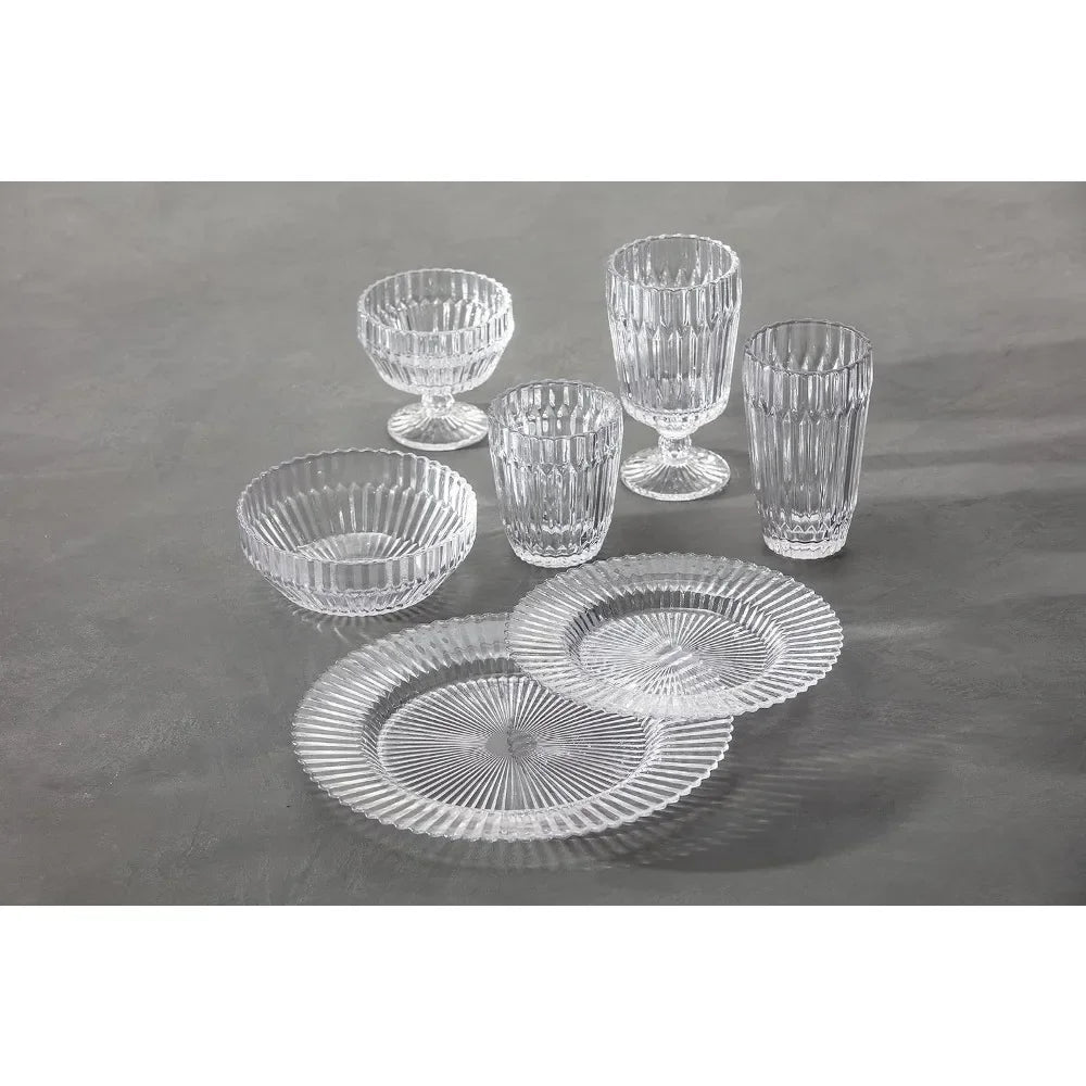 12-piece Transparent Glass Dinnerware Set