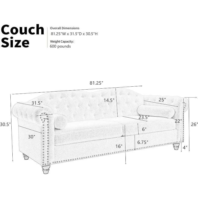 Upholstered Sofa Couch With Deep Seats